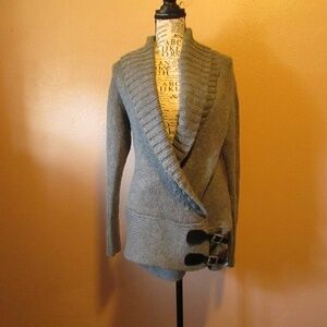 Moda International Women's Chunky Gray Wrap Sweater